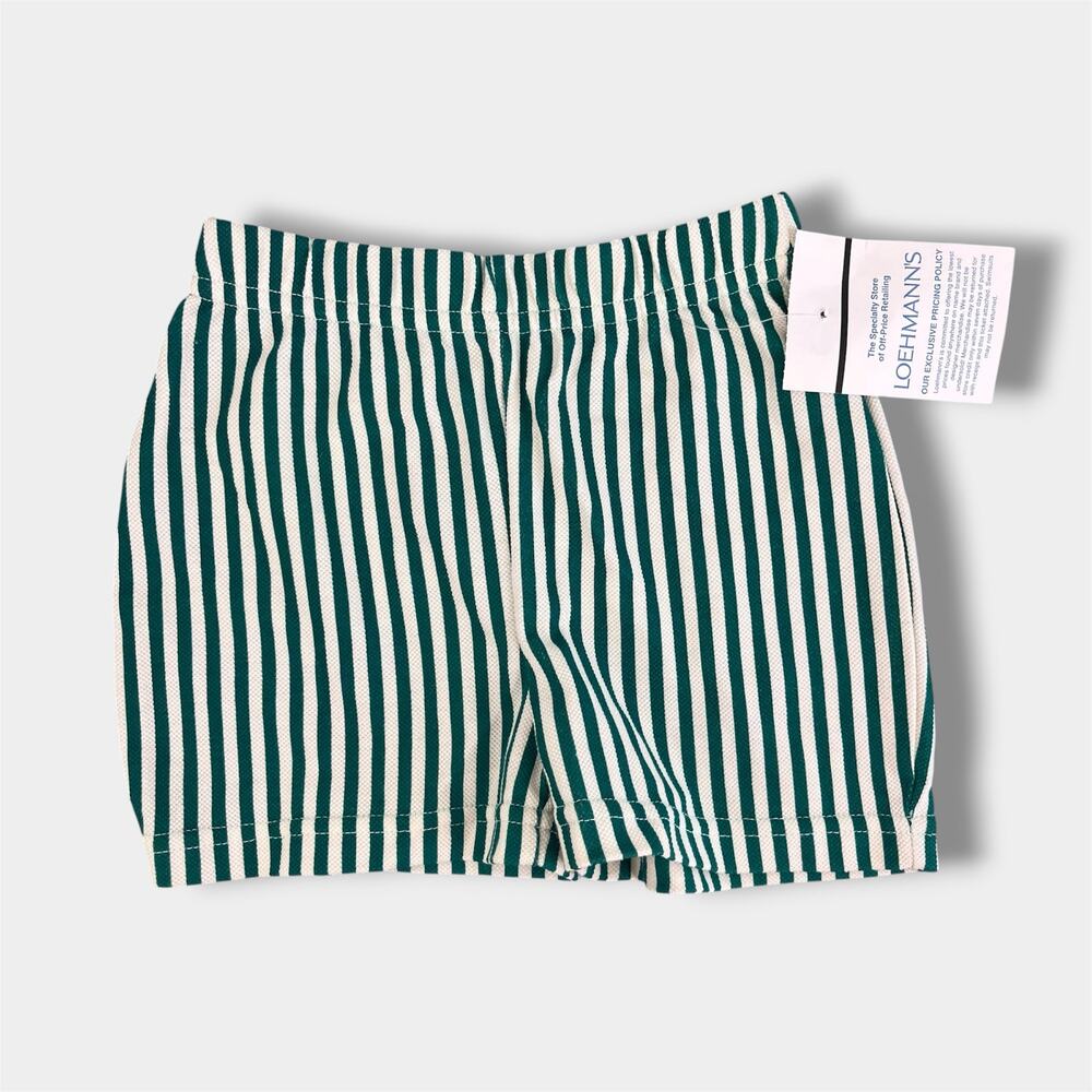 Vintage Green and White Striped Shorts 12 Months NWT